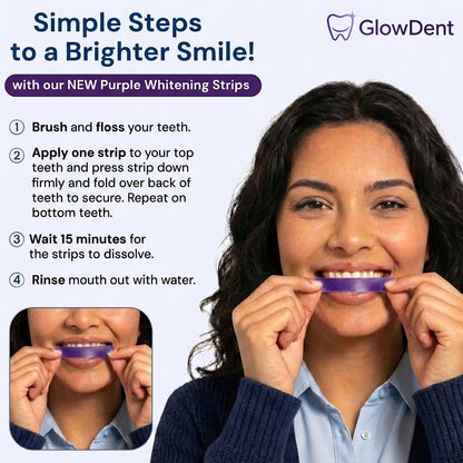 GlowDent – Μωβ Ταινίες Λεύκανσης Δοντιών (Σετ 7 Ταινιών)